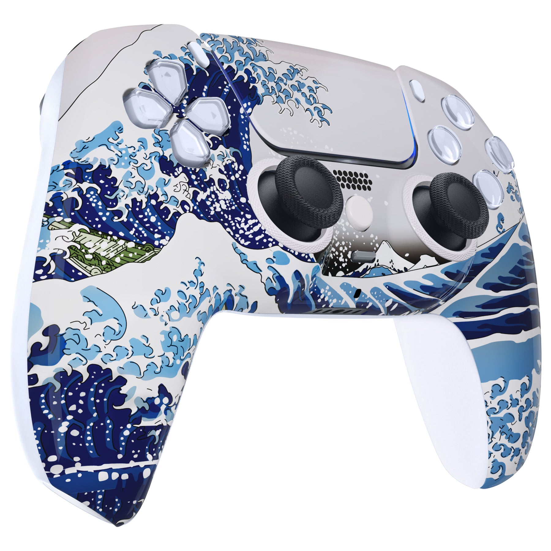 eXtremeRate LUNA Redesigned Front Shell with Touchpad for PS5 Controller BDM-010/020/030/040/050 - The Great Wave Design - GHPFT004 - Perfect for Gaming Enthusiasts & Custom Controller Builders