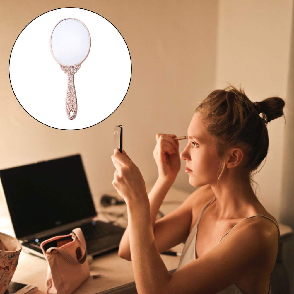 Portable Vanity Mirror with Carved Design - Handheld Travel Makeup Mirror for Women, Compact Cosmetic Mirror for Home, Car, Outdoor & Travel Use