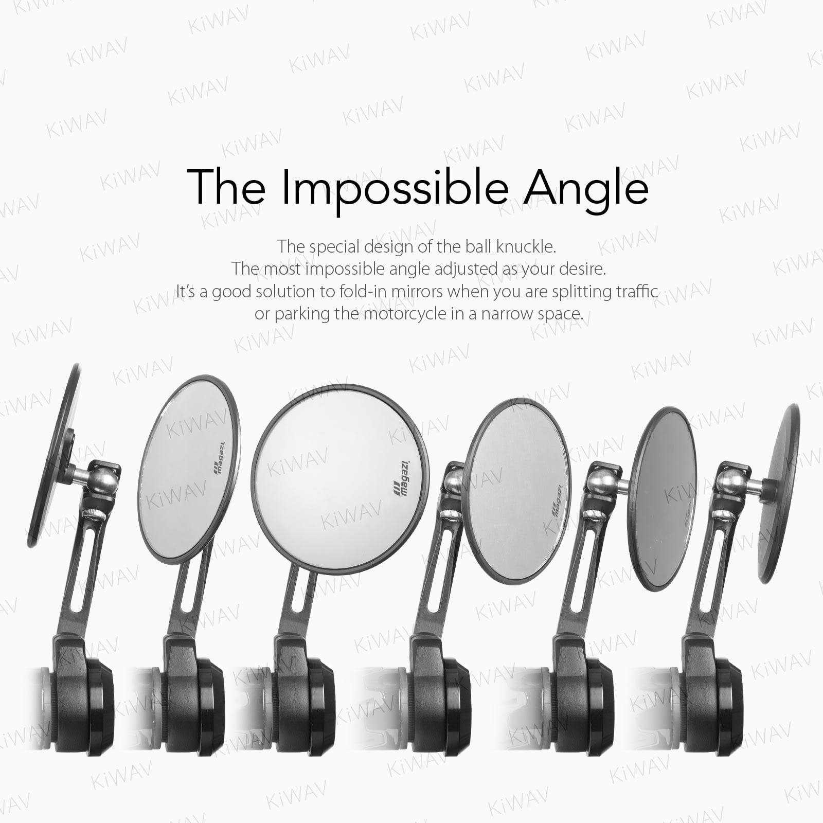 KiWAV Black Motorcycle Bar End Mirrors - Universal M8 Threaded Handlebar Compatible for Harley, Honda, Yamaha - Enhance Safety & Style for Street Bikes & Cruisers