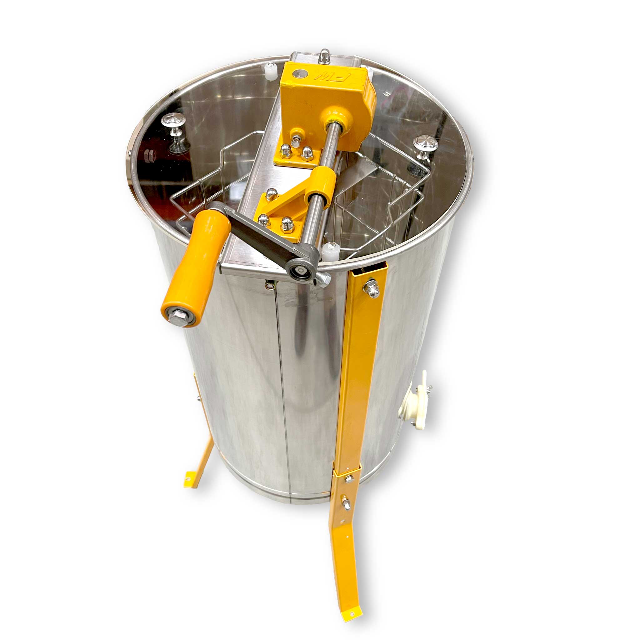 BuzzBee 2-Frame Manual Stainless Steel Honey Extractor with Emergency Brake System - Perfect for Home Beekeeping & Small-Scale Honey Harvesting