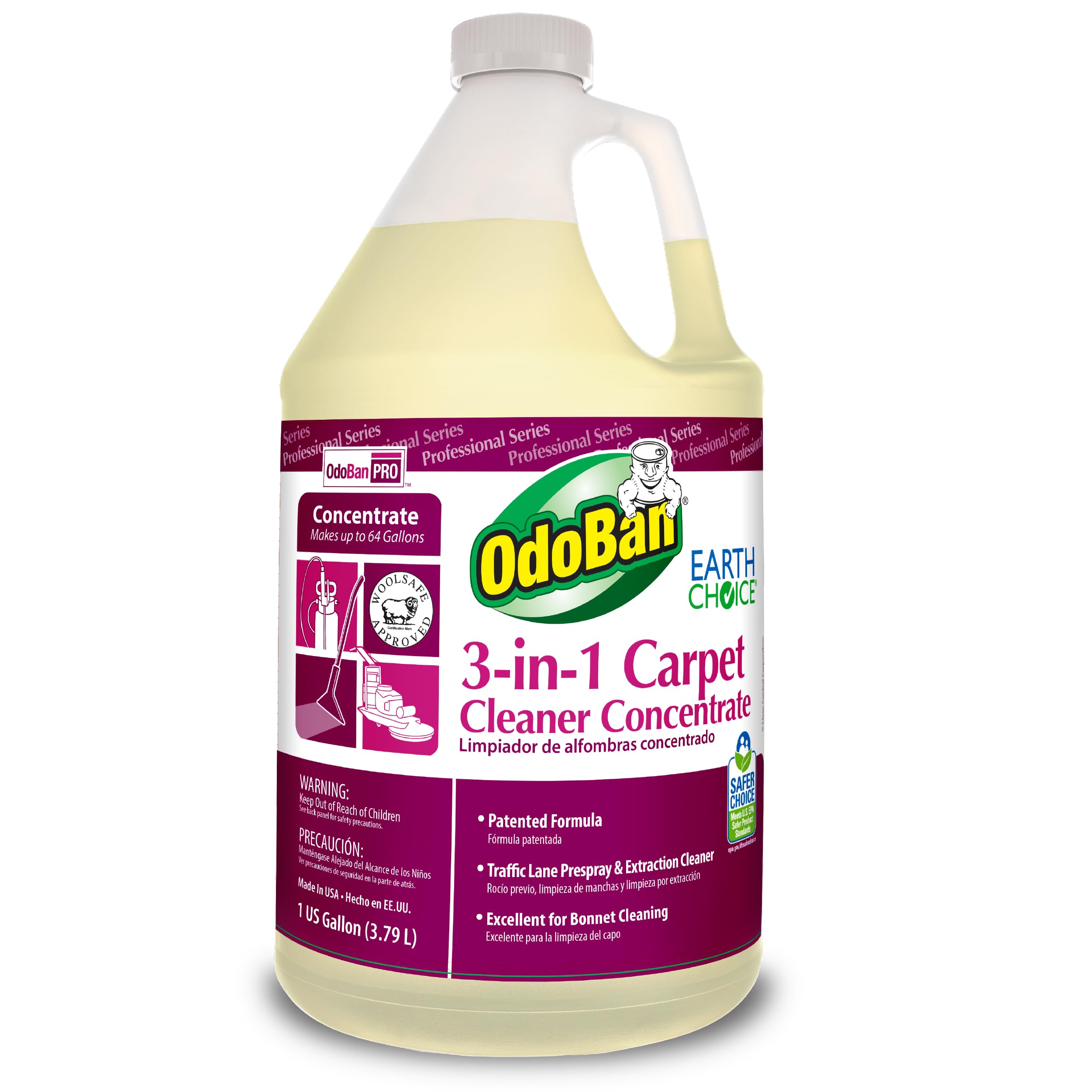 OdoBan Professional 3-in-1 Carpet Cleaner Concentrate - 1 Gallon | Eliminates Odors, Stains & Bacteria | Perfect for Home, Office & Pet Areas