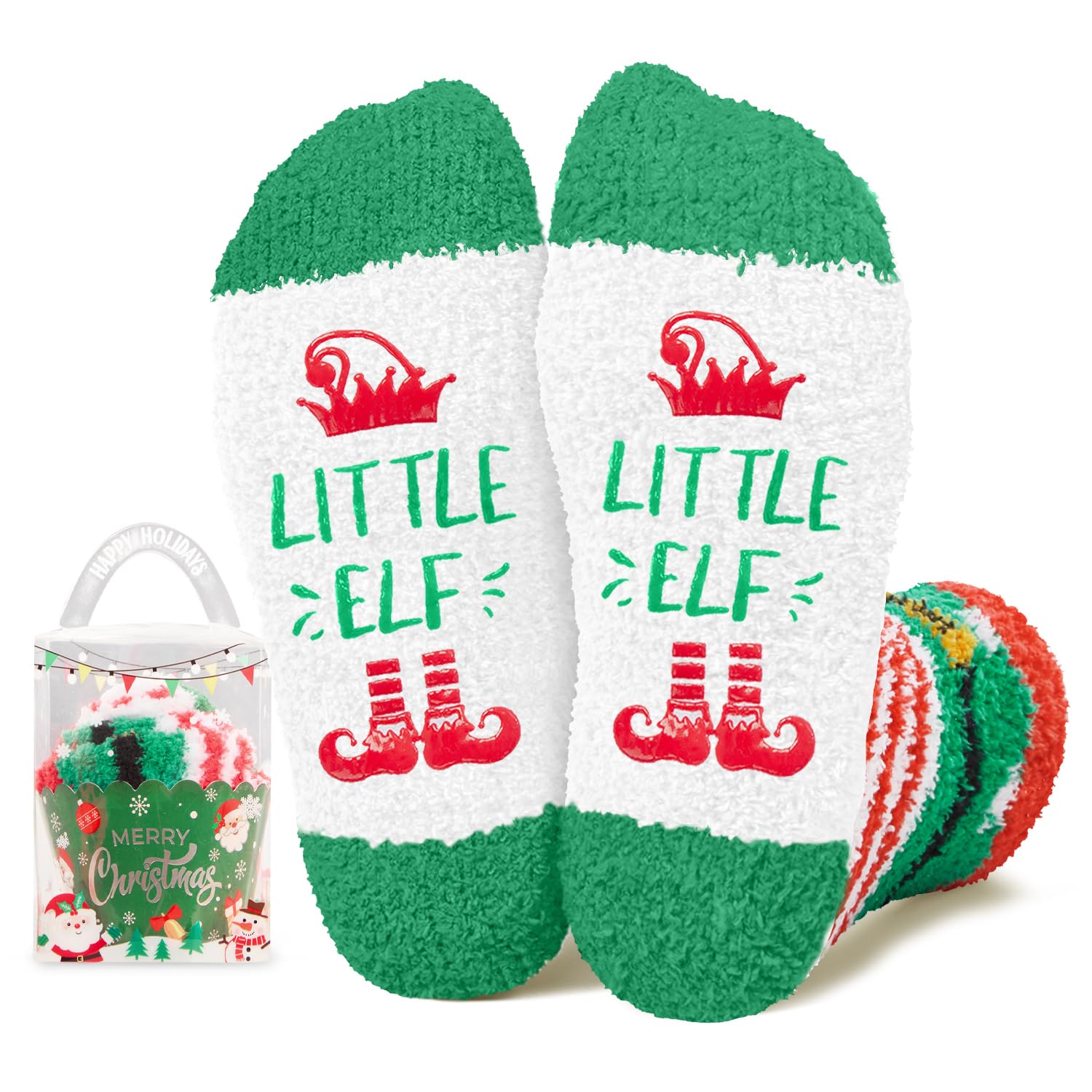 HappyPop Christmas Stocking Socks for Kids - Fun Elf & Candy Themed Holiday Socks for Boys & Girls - Perfect for Christmas Morning, Stocking Stuffers & Holiday Gift Exchanges