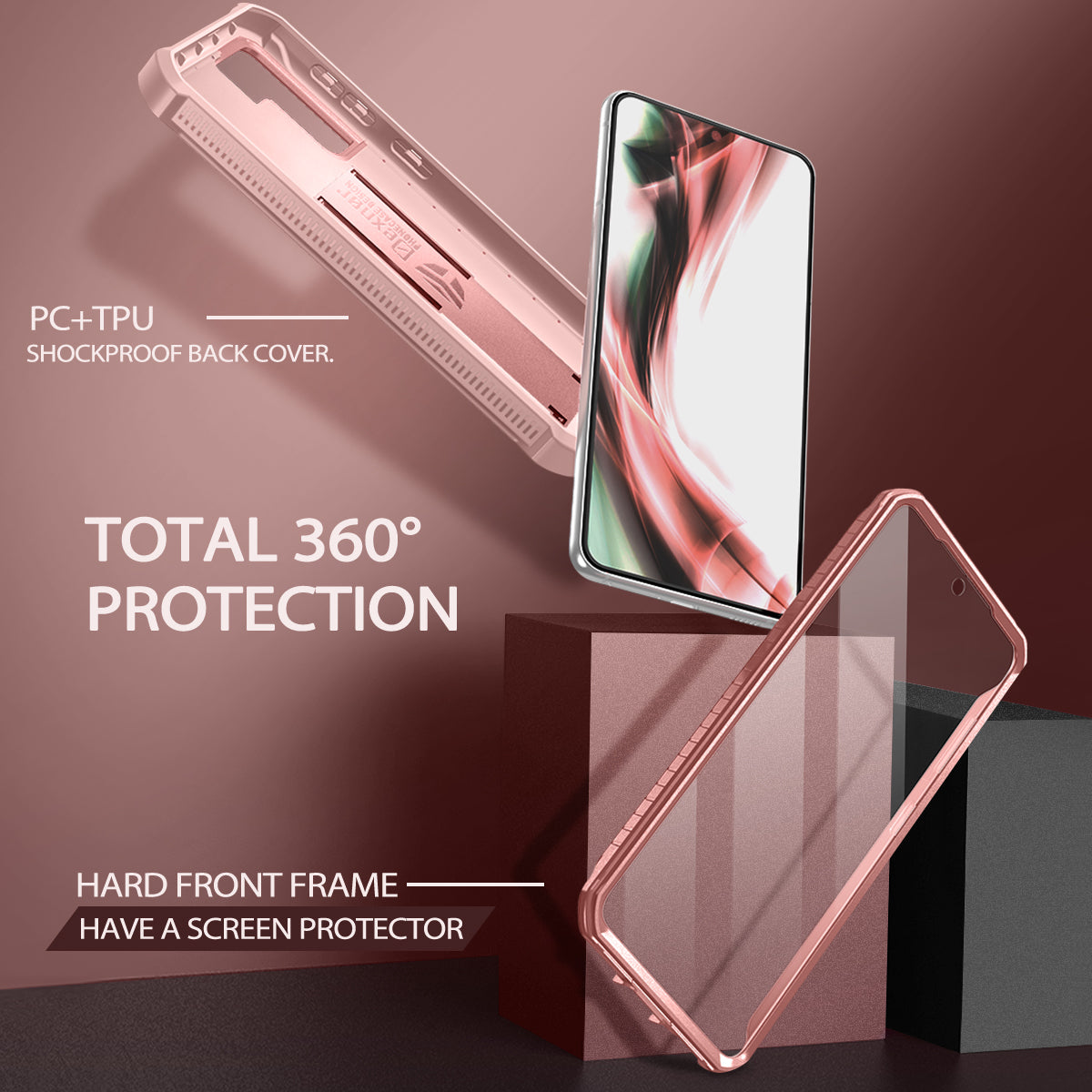 Dexnor Heavy Duty Shockproof Rugged Case for Samsung Galaxy S21 Plus with Built-in Kickstand & Screen Protector - Perfect for Outdoor, Work & Travel Protection
