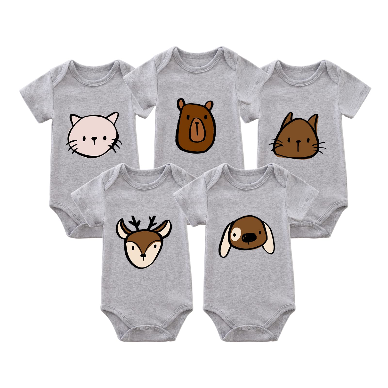 Adorable Animal Print Baby Bodysuit - Unisex Newborn Onesie & Romper for Boys & Girls 0-24 Months | Perfect for Playtime, Photo Shoots & Everyday Wear