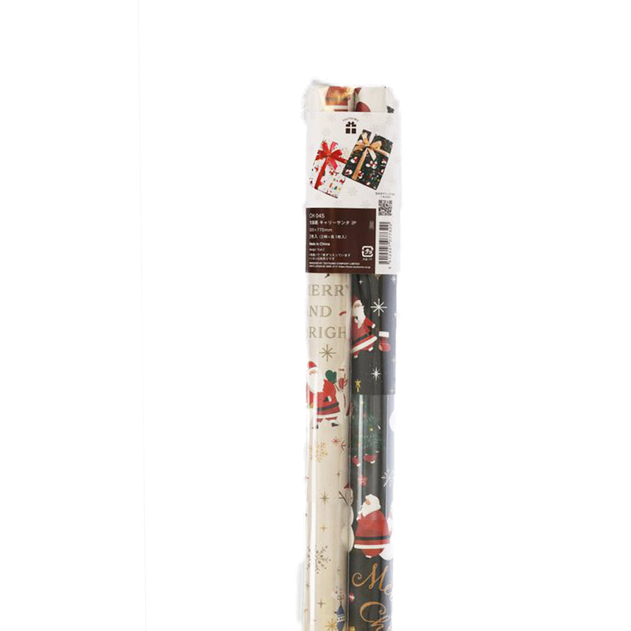 TSUTSUMU Christmas Roll Wrapping Paper 53x77cm - Cute Santa Design (71g) for Holiday Gift Wrapping, Present Decorations & Xmas Party Supplies