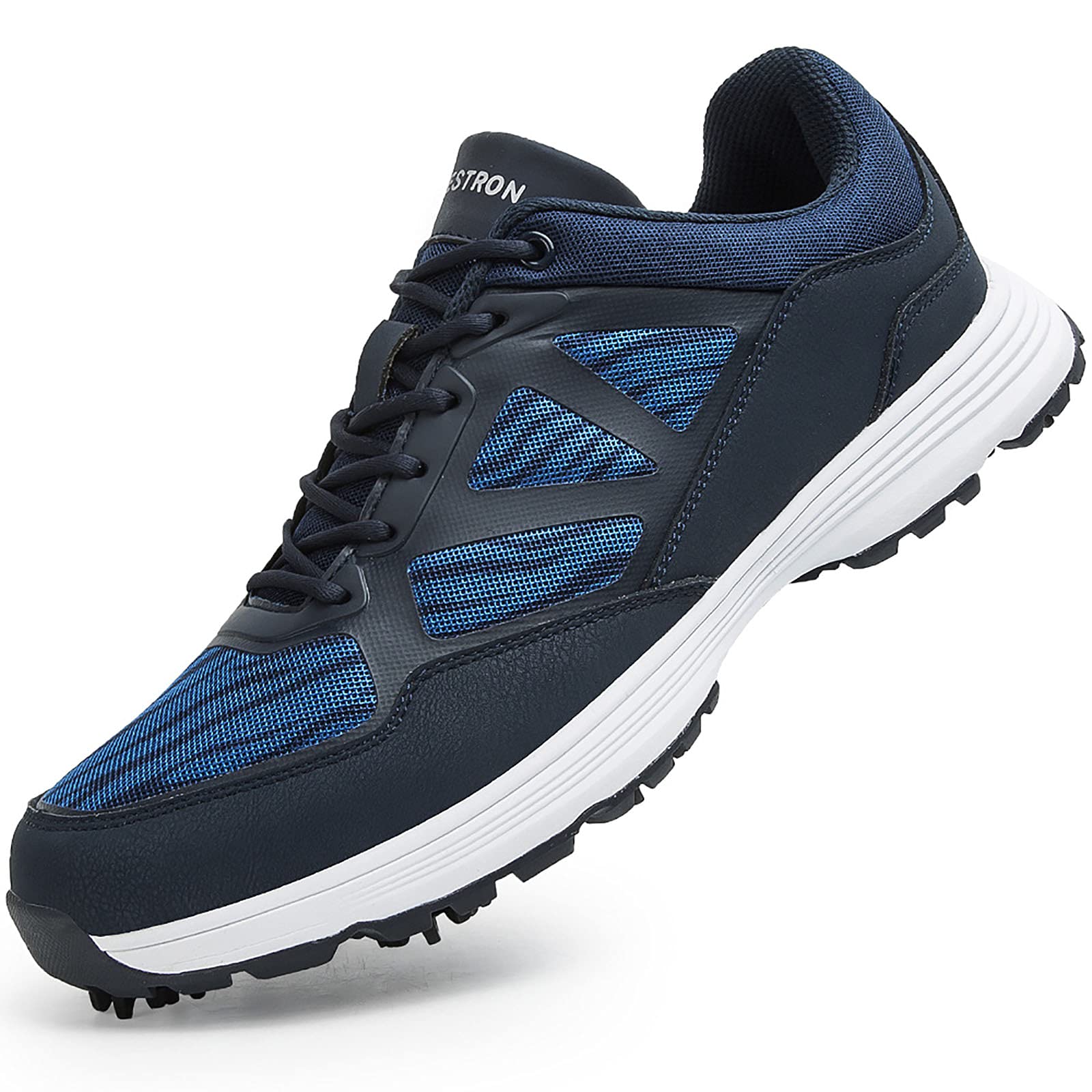 XSJK Men's Professional Spiked Golf Shoes - Anti-Slip, Breathable & Waterproof Lightweight Sneakers for Comfortable Golf Training - Blue Size 9 US - Perfect for Golf Course, Driving Range & Outdoor Sports