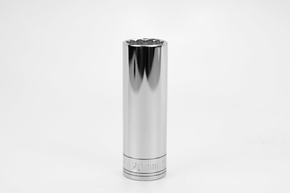 1/2 Inch Drive 20mm 12-Point Deep Chrome Socket - Professional Grade Metric Socket for Automotive, Machinery & DIY Repairs - Perfect for Tight Spaces & Heavy-Duty Applications
