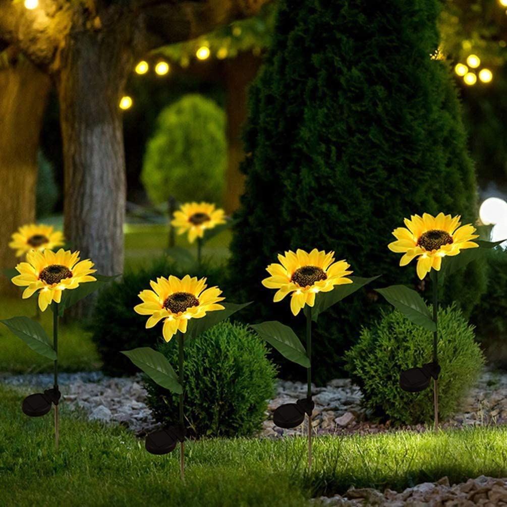 Solar Powered Sunflower Garden Lights Outdoor - Waterproof LED Solar Stake Lights for Yard, Patio, Fence & Lawn - Decorative Landscape Pathway Lighting (2 Pack) - Perfect for Nighttime Garden Decor & Security Lighting