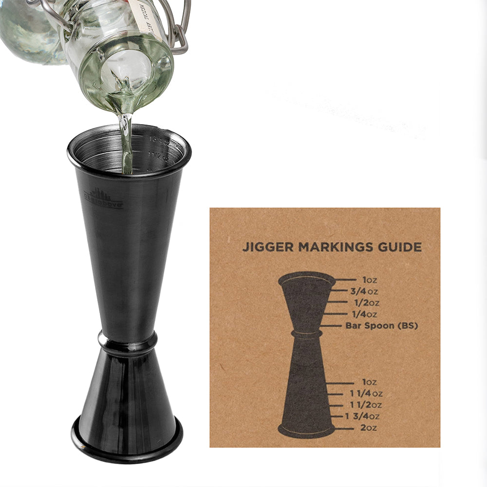 Premium Black Japanese Jigger - 1oz & 2oz Dual Measuring Cup for Cocktails, Bartending & Mixology - Perfect for Home Bars, Professional Bartenders & Cocktail Enthusiasts