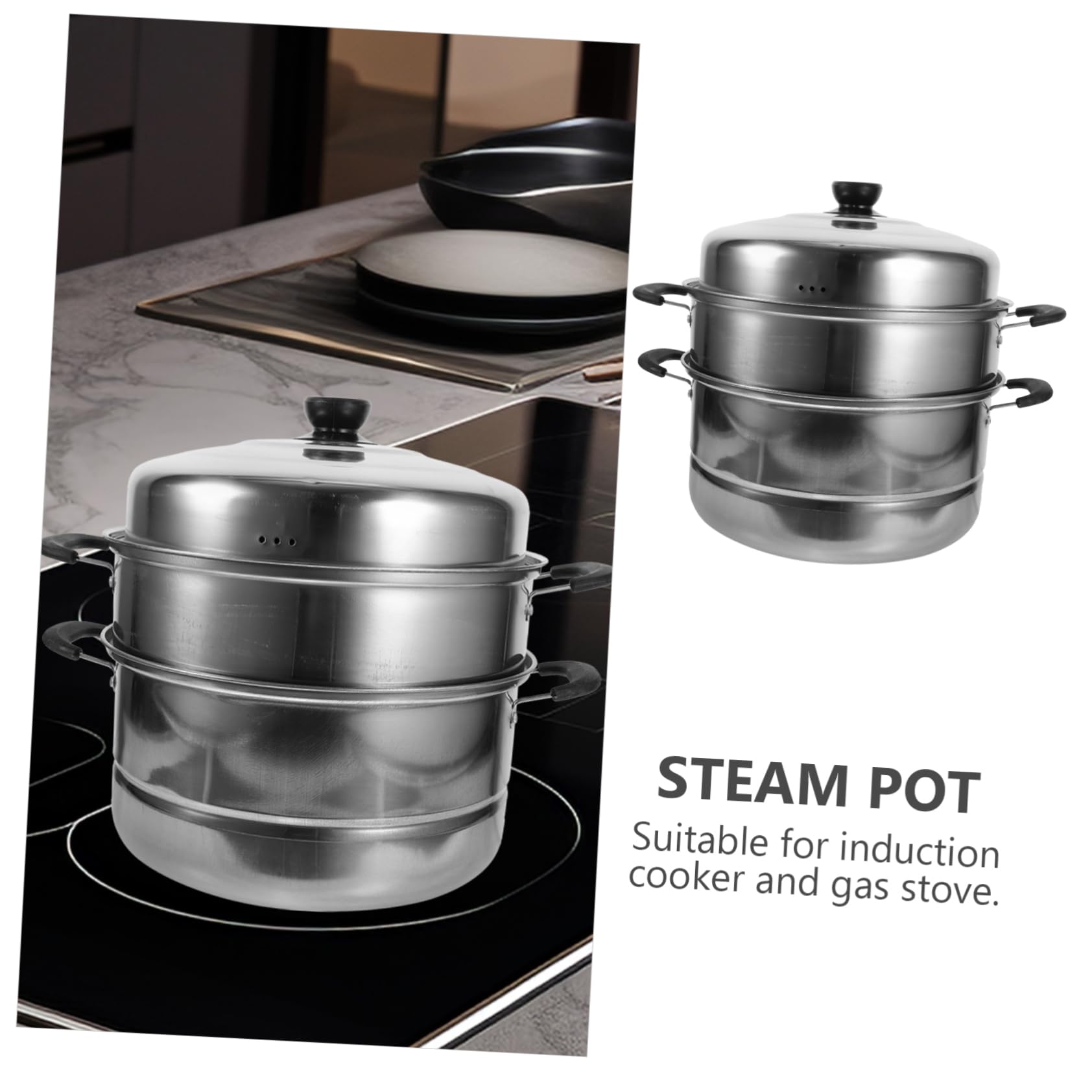 Cabilock 3-Layer Stainless Steel Steamer Pot - Stackable Steam Cookware for Vegetables, Dumplings & Seafood - Perfect for Home Kitchen & Meal Prep