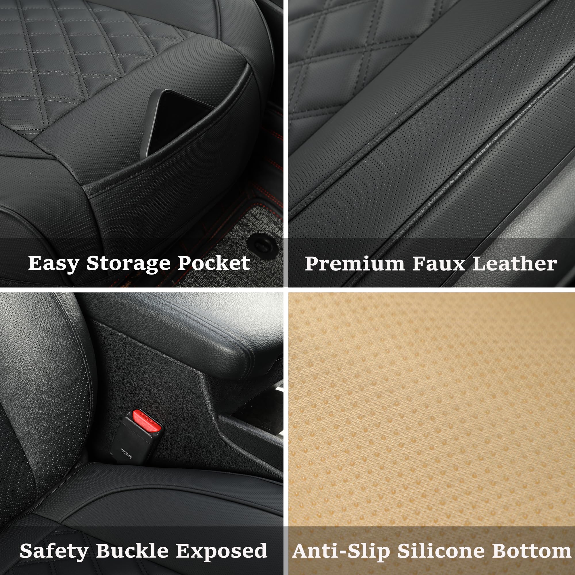2 Pack Premium Leather Front Car Seat Covers - Waterproof Luxury Seat Protectors with Full Wrap Design for Sedan, Truck & SUV - Universal Fit for Most Vehicles - Perfect for Daily Commute & Road Trips (Black)