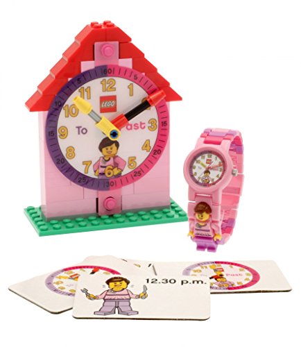 **LEGO Time Teacher 9005039 Pink Buildable Watch & Clock Set for Kids – Analog Quartz, 25mm Case, Activity Cards – Fun Learning Toy for Boys & Girls | Playtime, School, Gifts**