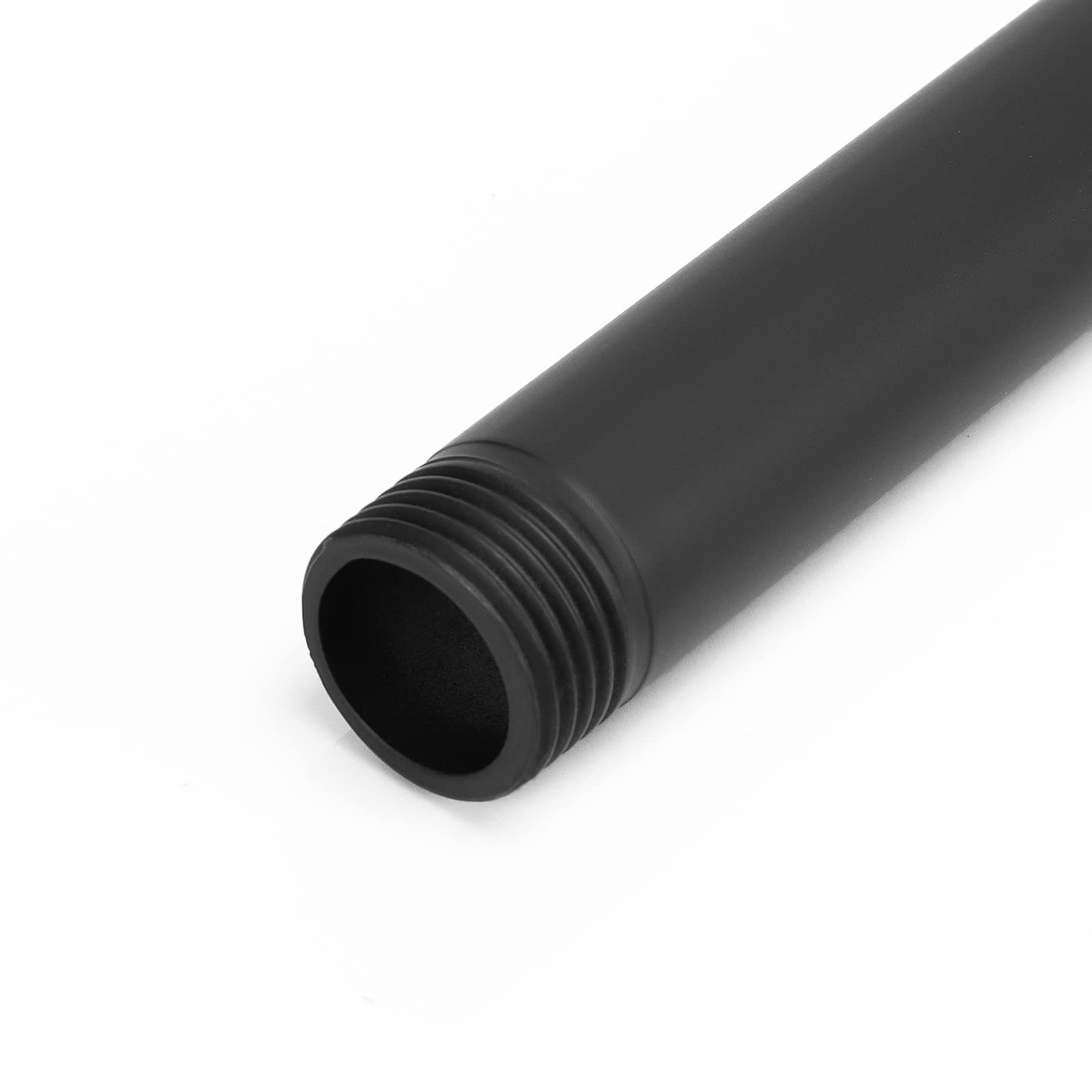 HarJue 10 Inch Matte Black Stainless Steel Ceiling Mount Shower Arm - Rain Shower Extension with Flange & Teflon Tape - Durable Fixed Shower Head Extender for Bathroom & Spa Renovation