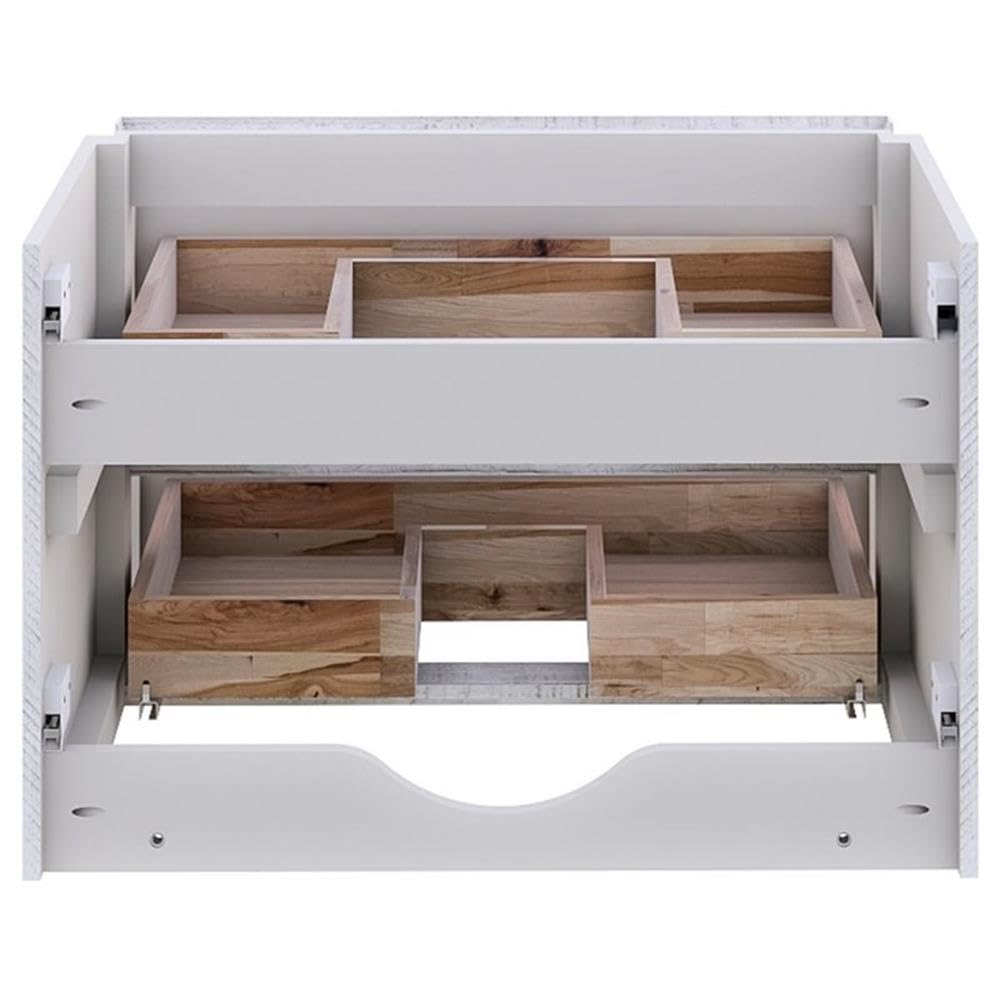 Fresca Stella 58 Inch Rustic White Wall Mounted Double Bathroom Vanity Cabinet - Perfect for Modern Farmhouse & Small Bathroom Storage Solutions