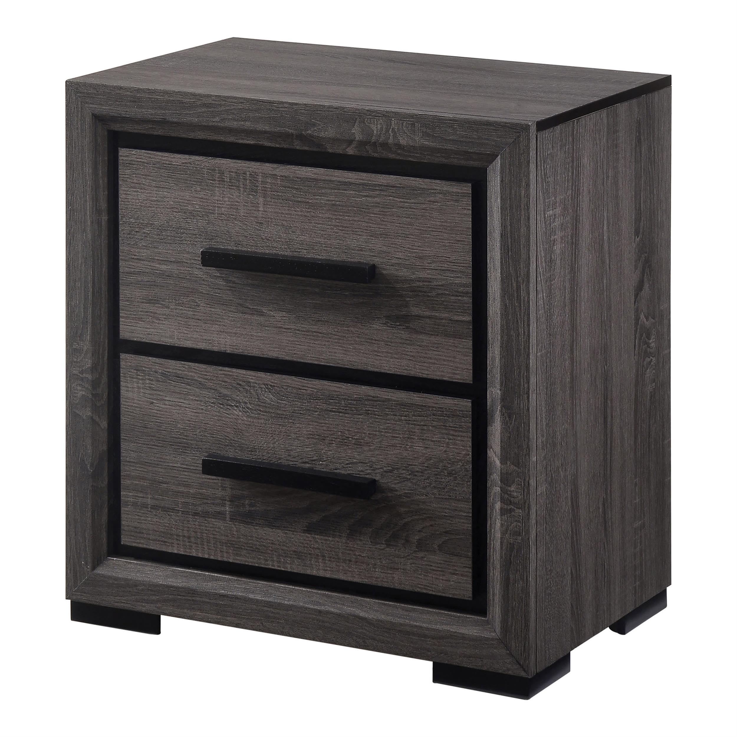 Furniture of America FOA Drummond 3-Piece Gray Wood Panel Bedroom Set - King Size Bed with 2 Nightstands | Modern Bedroom Furniture for Master Suite & Guest Room