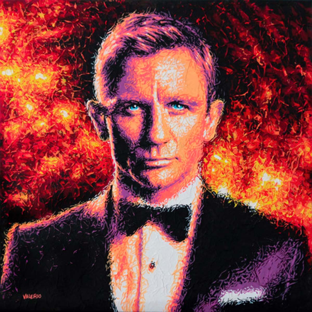 Daniel Craig Mixed Technique Art Print - Premium Canvas Wall Decor for Home & Office - Perfect for Movie Fans & James Bond Collectors