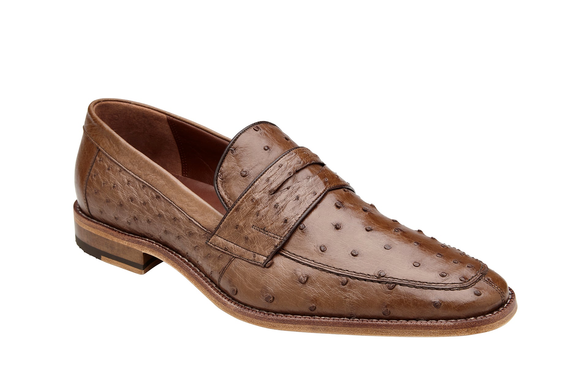 Belvedere Espada Genuine Ostrich Leather Dress Shoes for Men - Premium Tabac Brown 02440 - Formal Business & Wedding Occasions