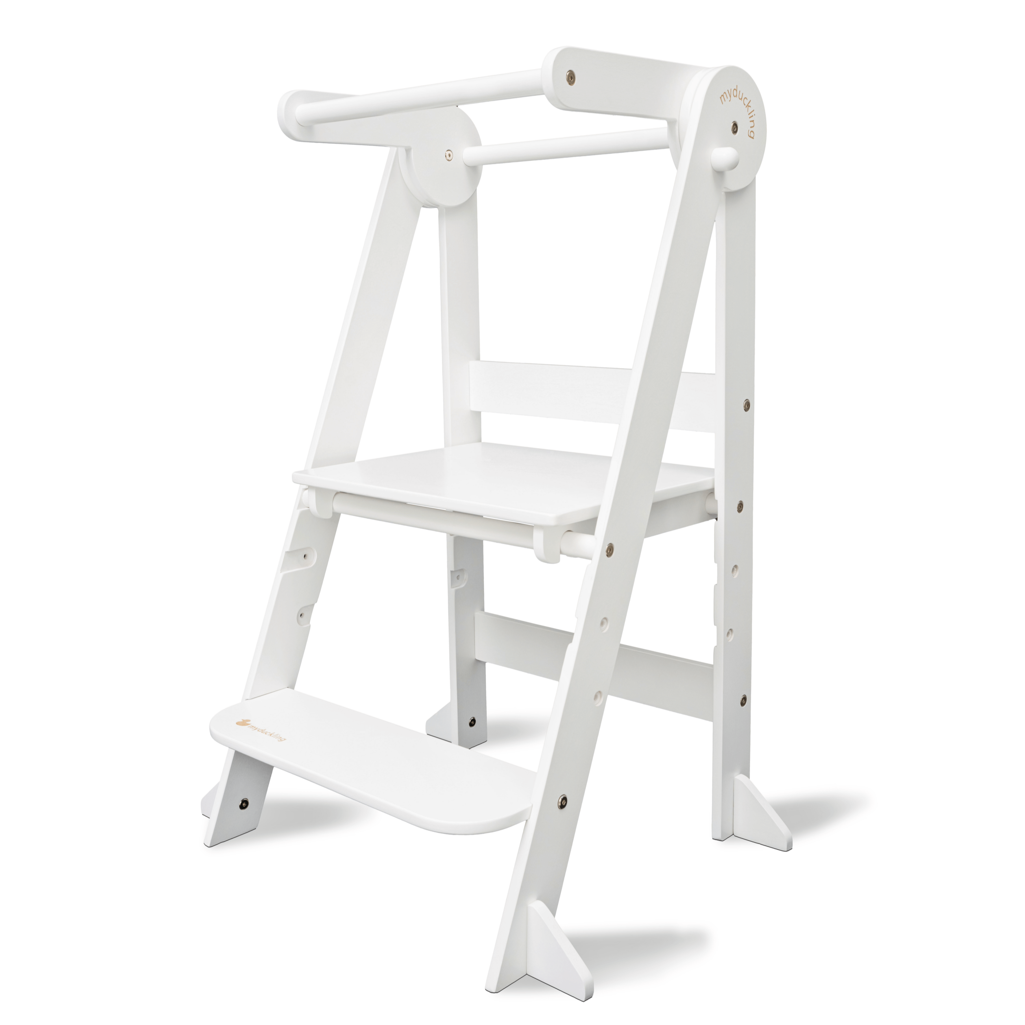 MILA Deluxe Folding Adjustable Learning Tower for Toddlers - Safe Kitchen Step Stool Helper for Kids Cooking, Baking & Learning - Montessori Style Wooden Step-Up Stool for Home & Classroom Use