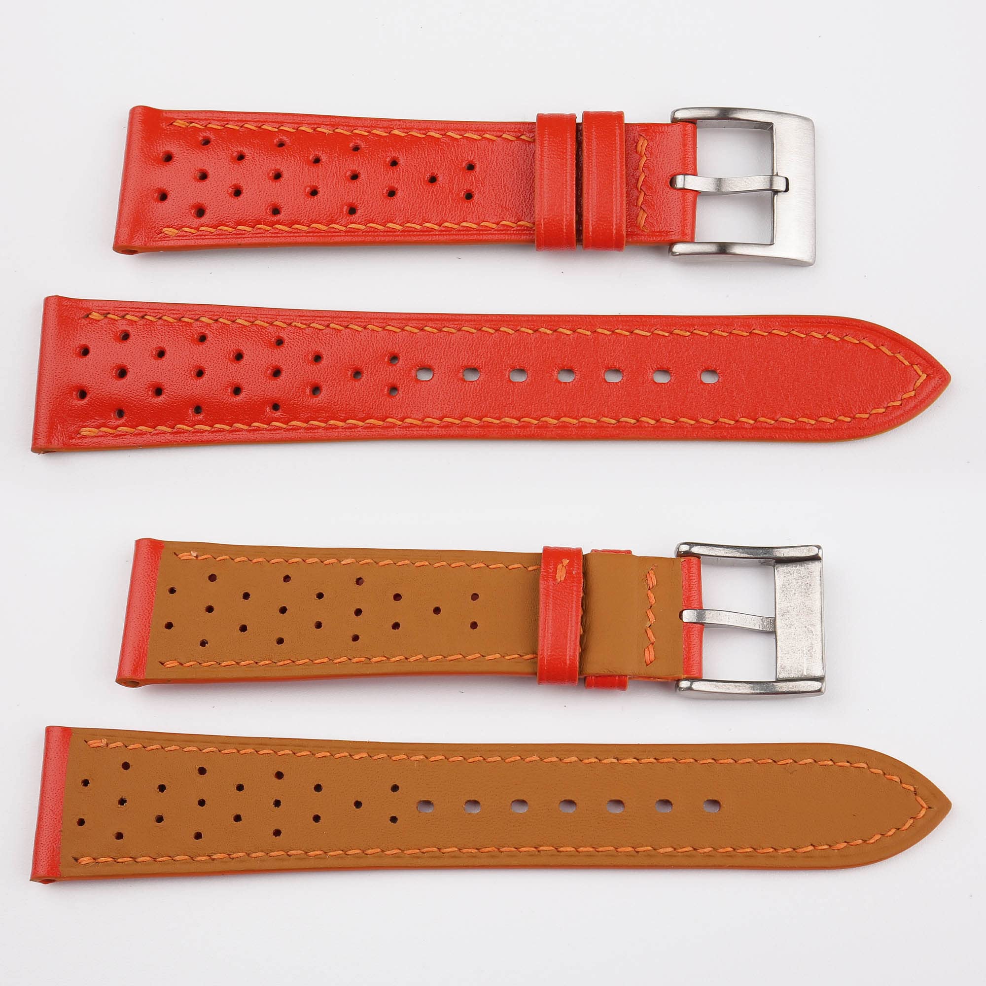 Handmade Rally Swift Leather Watch Strap - Quick Release Replacement Band 16mm 18mm 19mm 20mm 22mm 23mm for Men & Women - Durable Genuine Leather Watch Accessory (Red) - Perfect for Daily Wear, Business & Casual Outfits