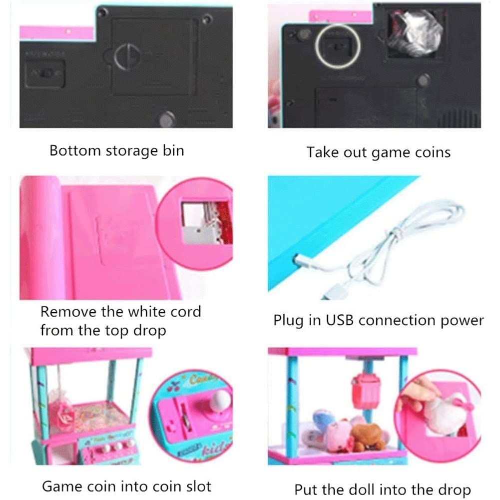 Mini Electronic Claw Machine - Coin-Operated Arcade Game with Music & LED Lights | Interactive Parent-Child Toy for Kids Birthday & Party Fun | Candy & Prize Grabber for Home & Game Room (Pink)