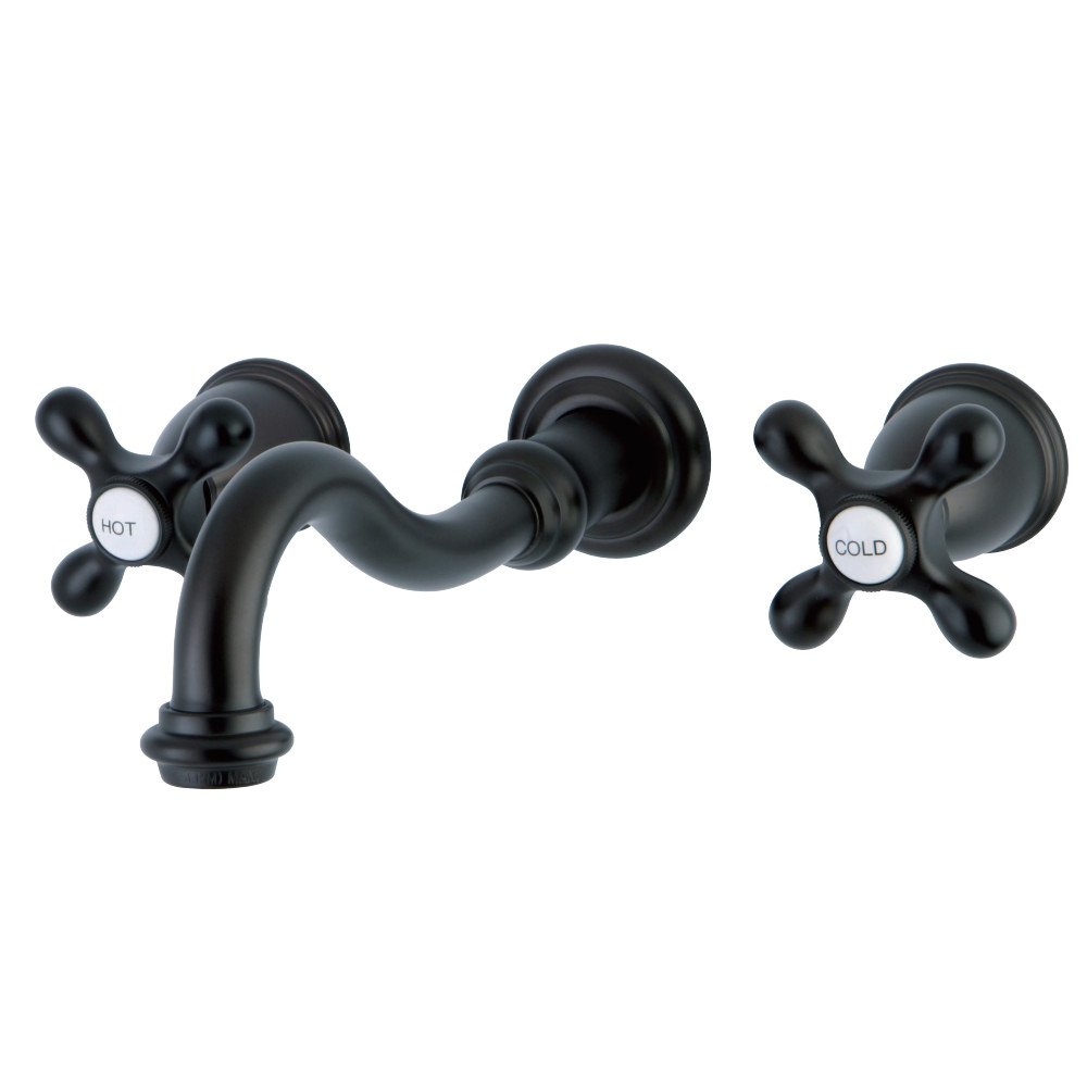 Elements of Design ES3125AX Oil Rubbed Bronze Wall Mount Bathroom Sink Faucet with Cross Handle - 8-5/16