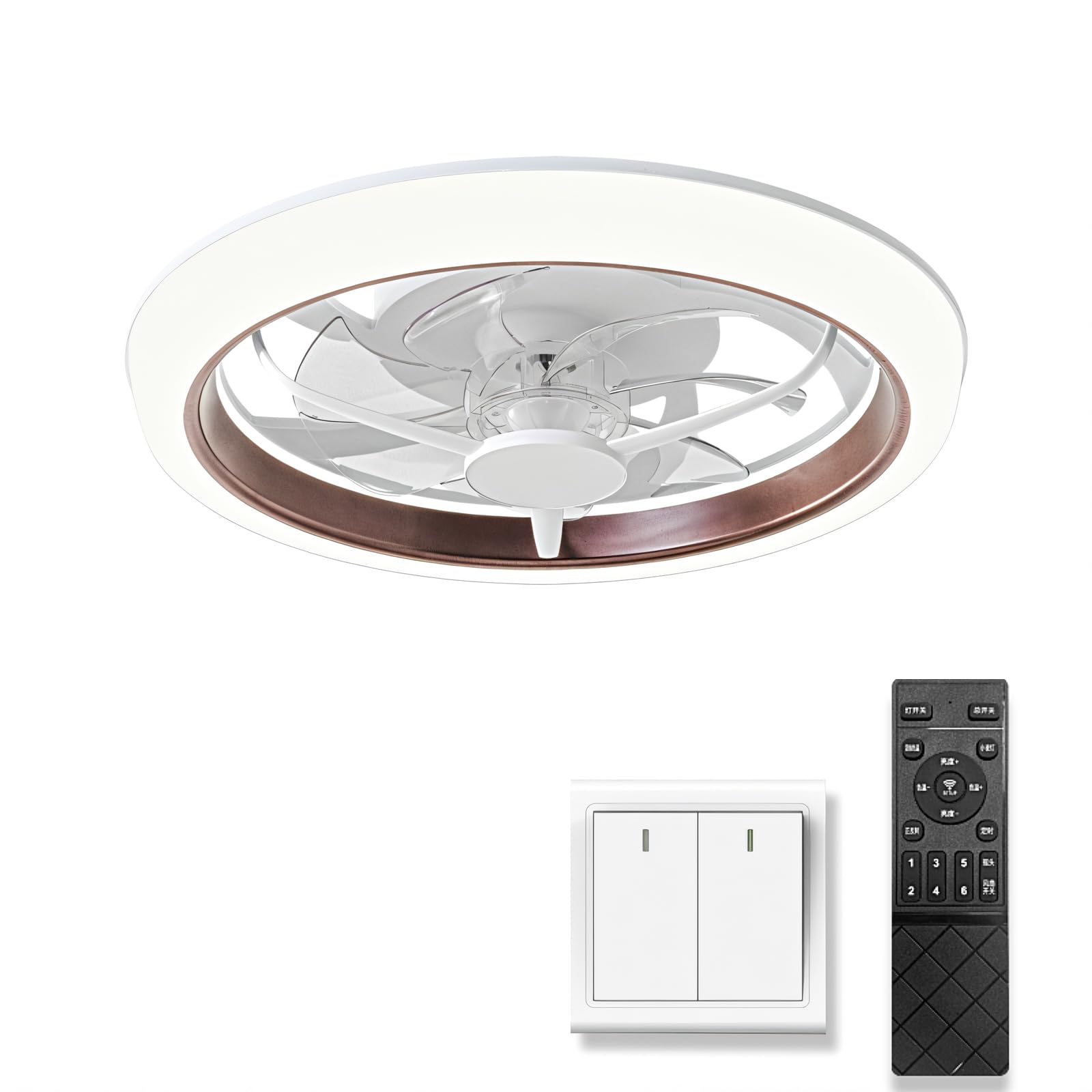 19.2 Inch DC Motor Ceiling Fan with LED Light, 110V 36W Energy Efficient - Perfect for Bedroom, Living Room, and Home Office Cooling & Lighting