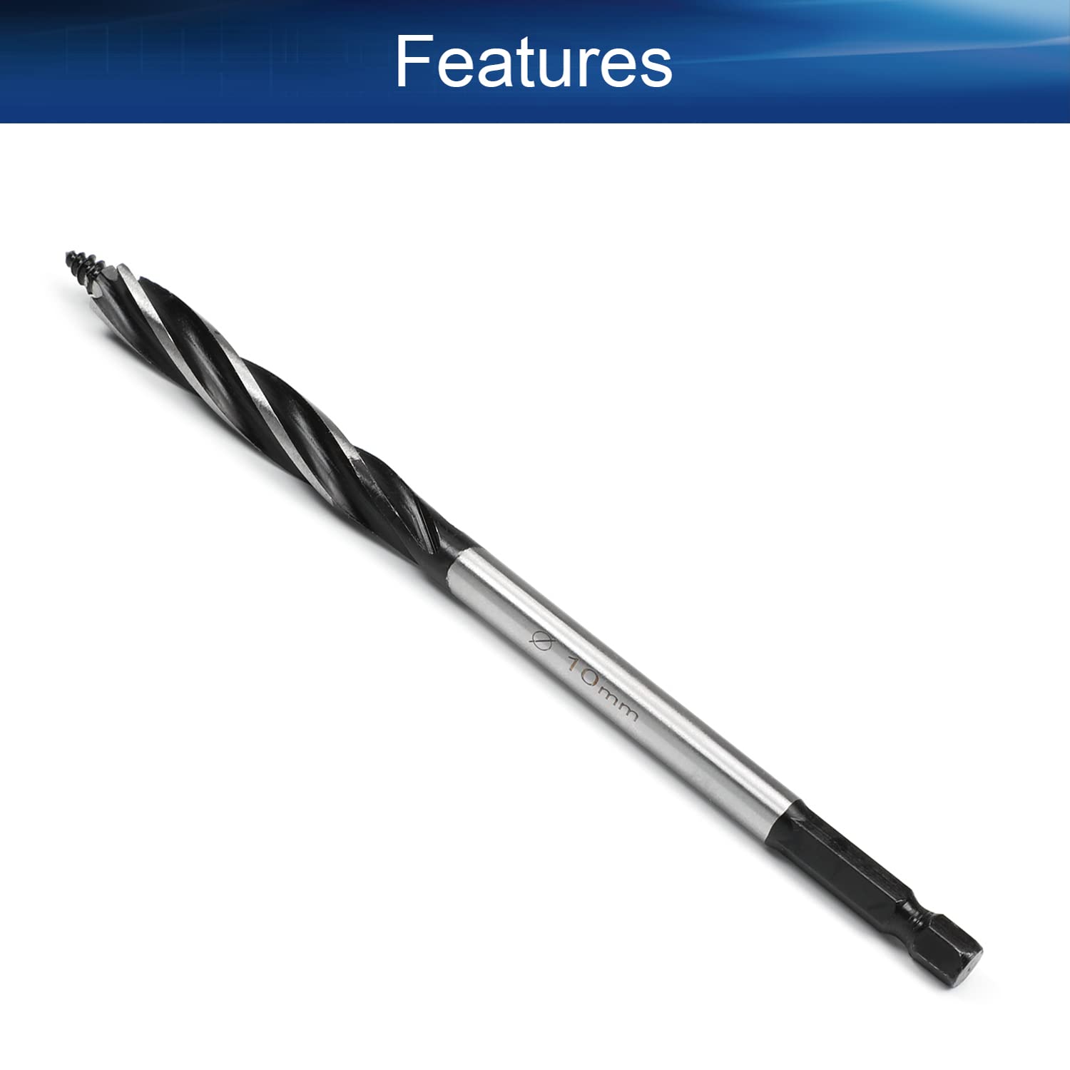 Auniwaig 10mm Auger Drill Bit - High Speed Steel Hex Shank Wood Boring Bit for Electric Bench Drills | Perfect for Woodworking, Carpentry & DIY Furniture Projects