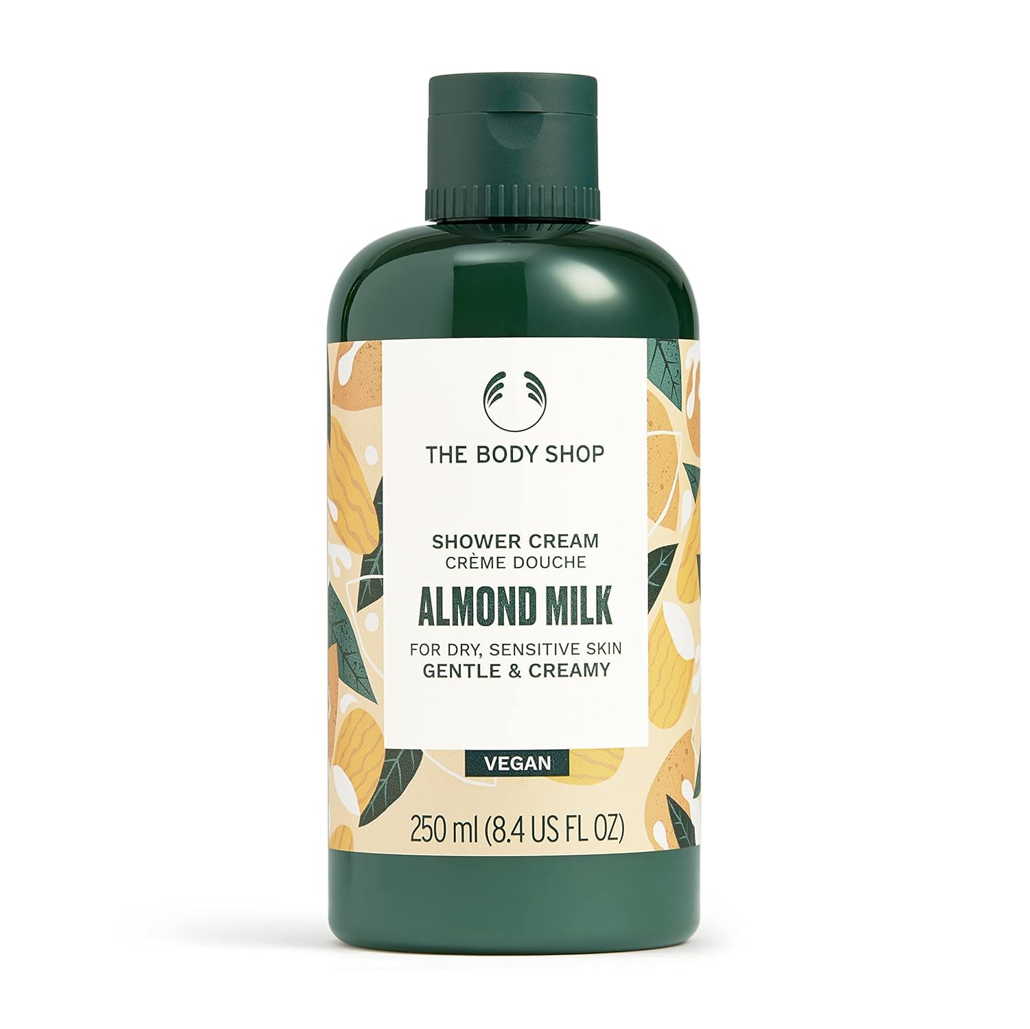 The Body Shop Almond Milk & Honey Soothing Shower Cream for Dry & Sensitive Skin - 250ml | Vegan, Moisturizing Body Wash | Gentle Cleansing & Skin Comfort | Perfect for Daily Shower & Relaxing Bath Time