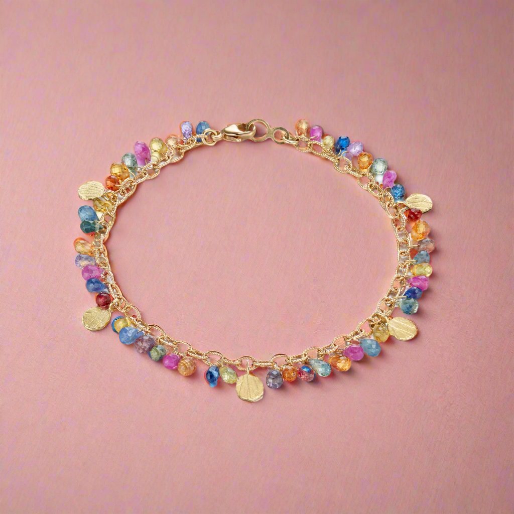 Exquisite Multi-Color Sapphire Bracelet for Women | Genuine Gemstone Jewelry Gift | Perfect for Weddings, Anniversaries & Special Occasions