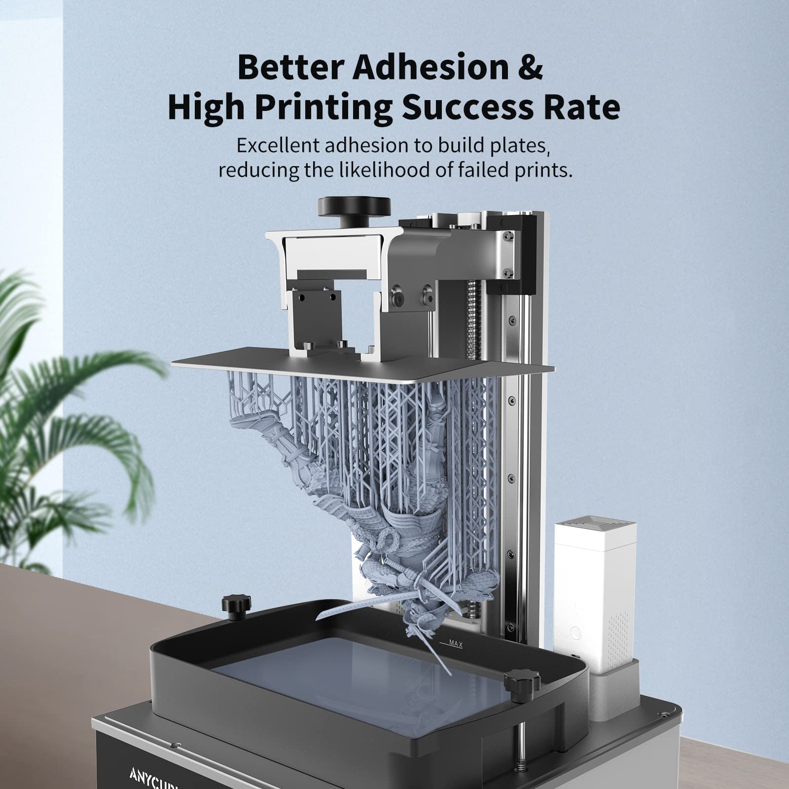ANYCUBIC Upgraded Water Washable 3D Printer Resin - 405nm High Precision Photopolymer Resin with Low Shrinkage for 4K/8K/12K LCD & DLP 3D Printers (1000g, Grey) - Perfect for Miniatures, Jewelry & Detailed Model Printing