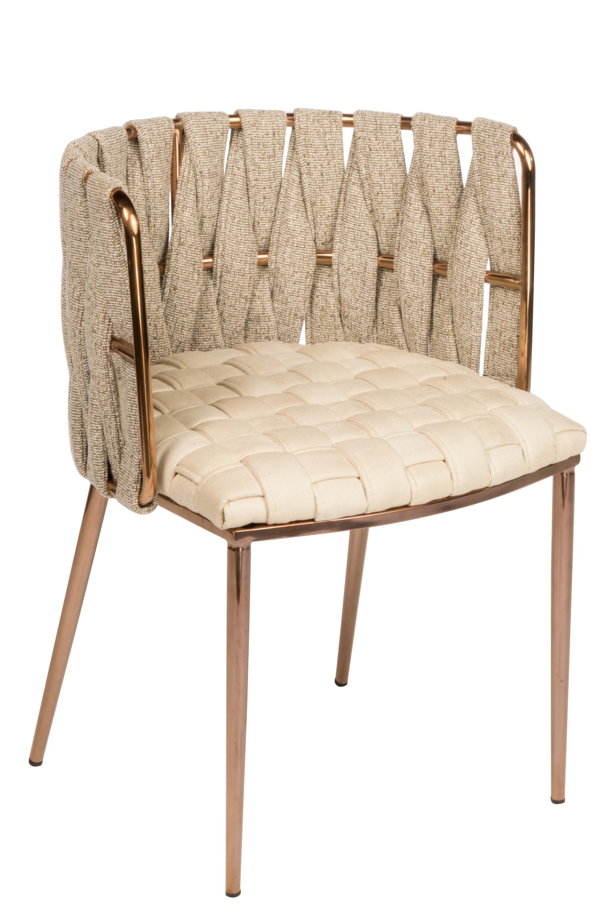 Milano Dining Chair in Off White and Gold - Modern Upholstered Side Chair for Kitchen, Dining Room & Office - Elegant Home Decor