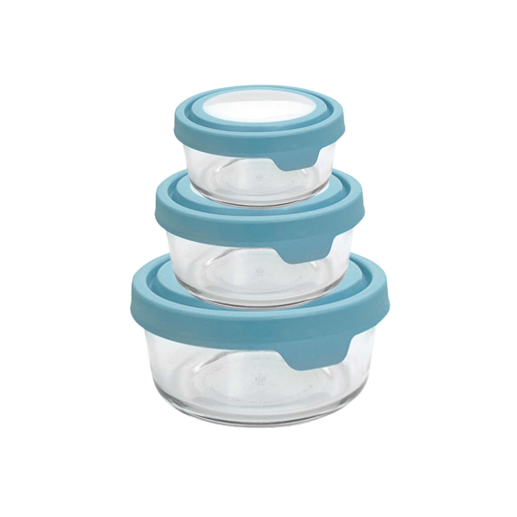Anchor Hocking TrueSeal Round Glass Food Storage Containers with Airtight Lids - 6-Piece Set (3 Containers + Lids) - BPA-Free, Leakproof, Microwave & Freezer Safe - Ideal for Meal Prep, Leftovers & Pantry Organization - Mineral Blue