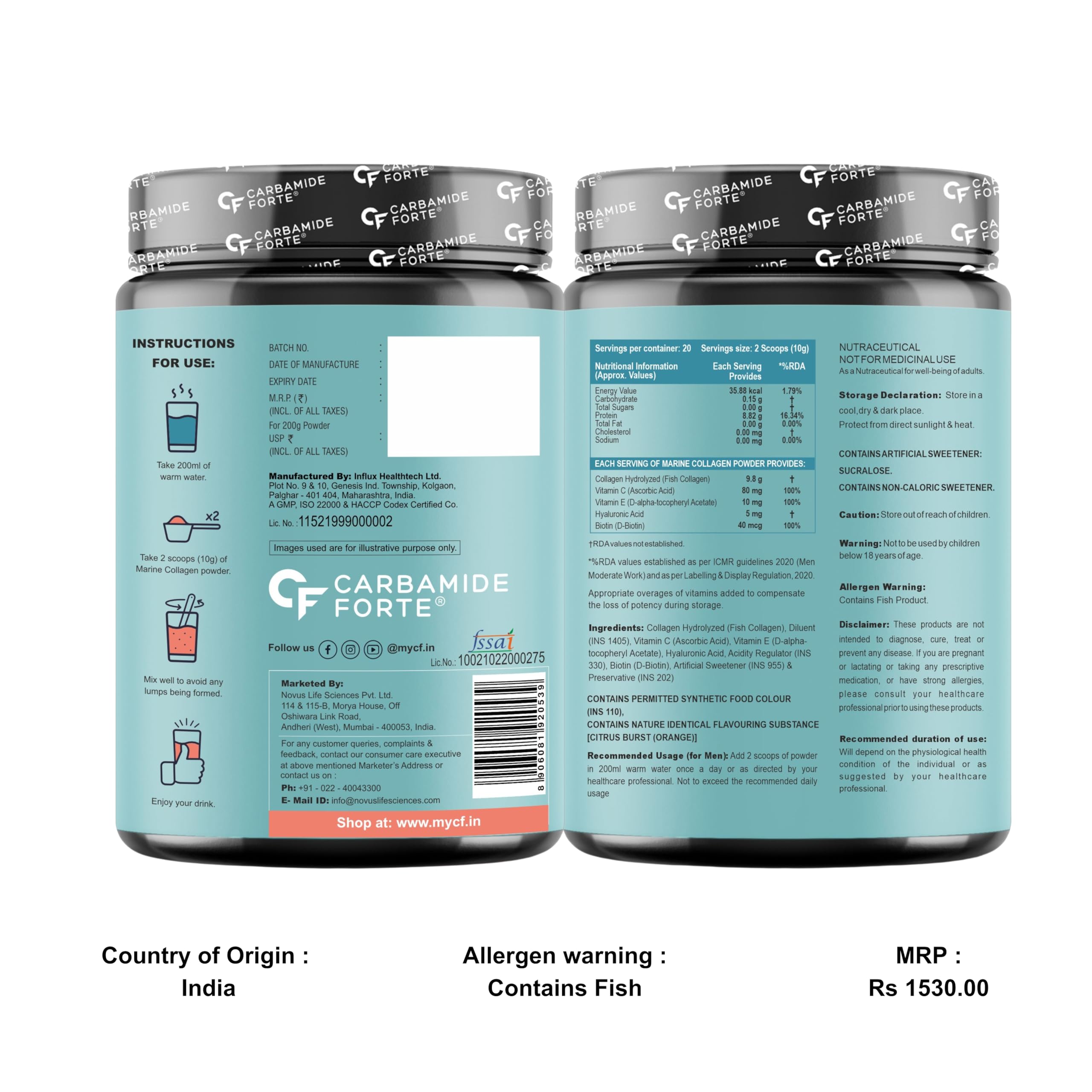 Premium Hydrolyzed Marine Collagen Peptides Powder 200g - Skin, Hair & Bone Health Supplement for Women & Men | Supports Collagen Production, Anti-Aging & Joint Health | Great for Smoothies, Coffee & Post-Workout Recovery