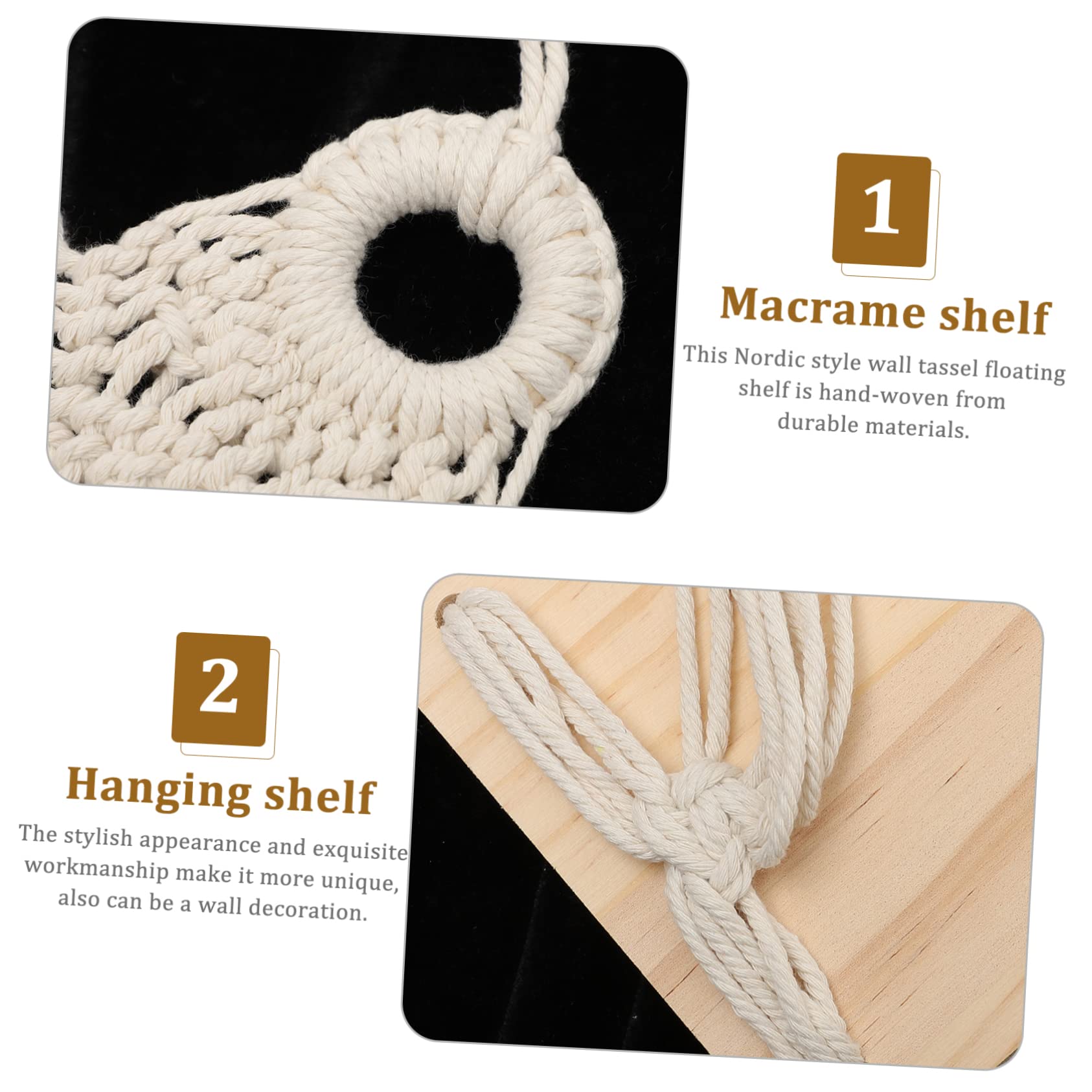 HOMOCONO Cotton Rope Wall Hanging Storage Rack - Decorative Floating Shelf for Home Organization | Perfect for Living Room, Bedroom, Bathroom & Kitchen Decor