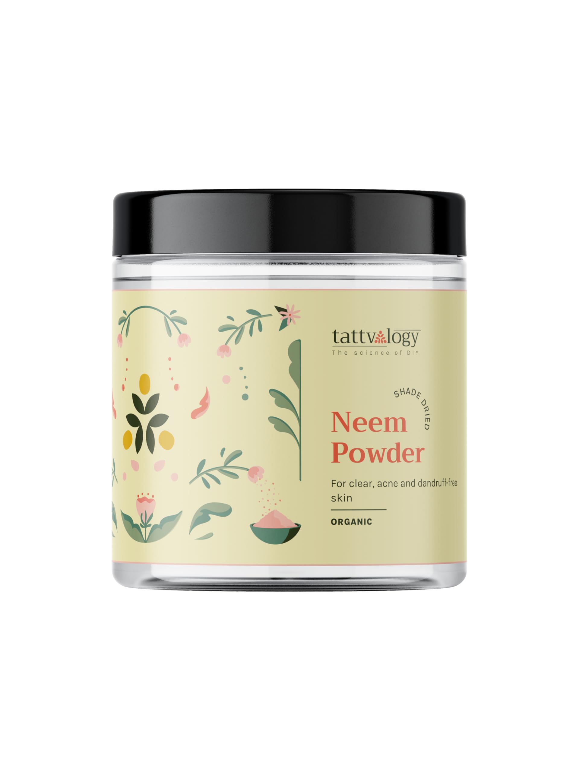Tattvaogy Organic Neem Powder | 100% Pure Azadirachta Indica Leaf Powder | USDA Certified for Healthy Skin & Hair | Natural Acne & Pimple Treatment | Chemical-Free Hair Pack | Plastic Jar 175g | For Face Masks, Hair Growth & Ayurvedic Remedies