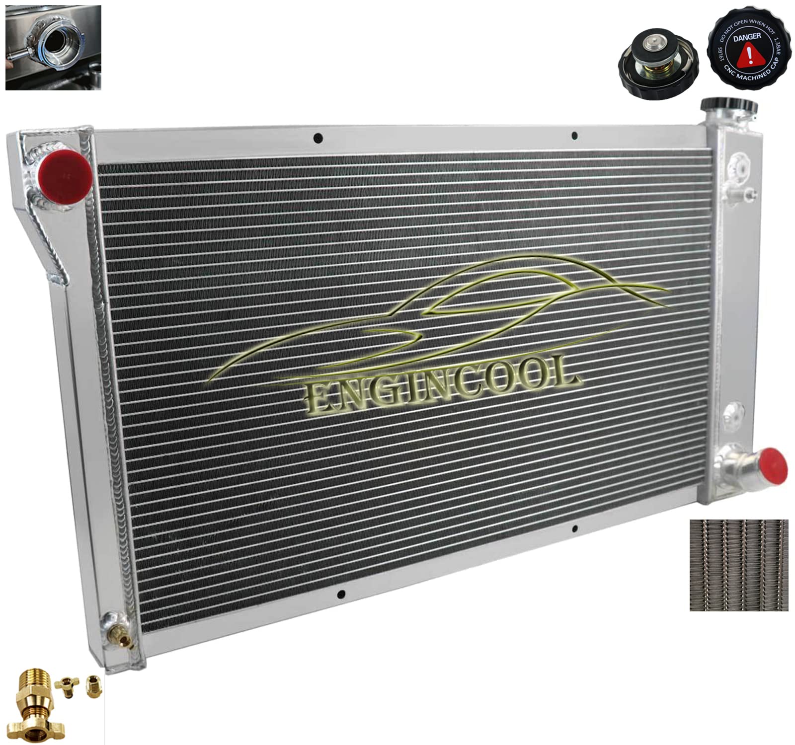 4 Row Aluminum Radiator for 1967-1972 Chevy GMC C/K Series C10 C20 C30 K10 K20 K25 Trucks - High Performance Cooling Solution for Blazer, Pickup, Suburban & Van - Perfect for Off-Roading, Towing & Hot Weather Driving