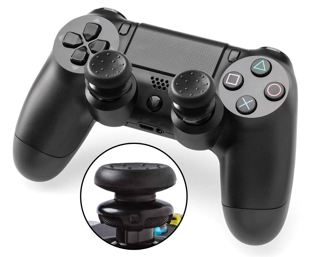 2-Pack Black Silicone Thumb Stick Grips for PS4 Controller - Non-Slip Comfort Grip Caps - Perfect for Gaming, Streaming & Long Play Sessions