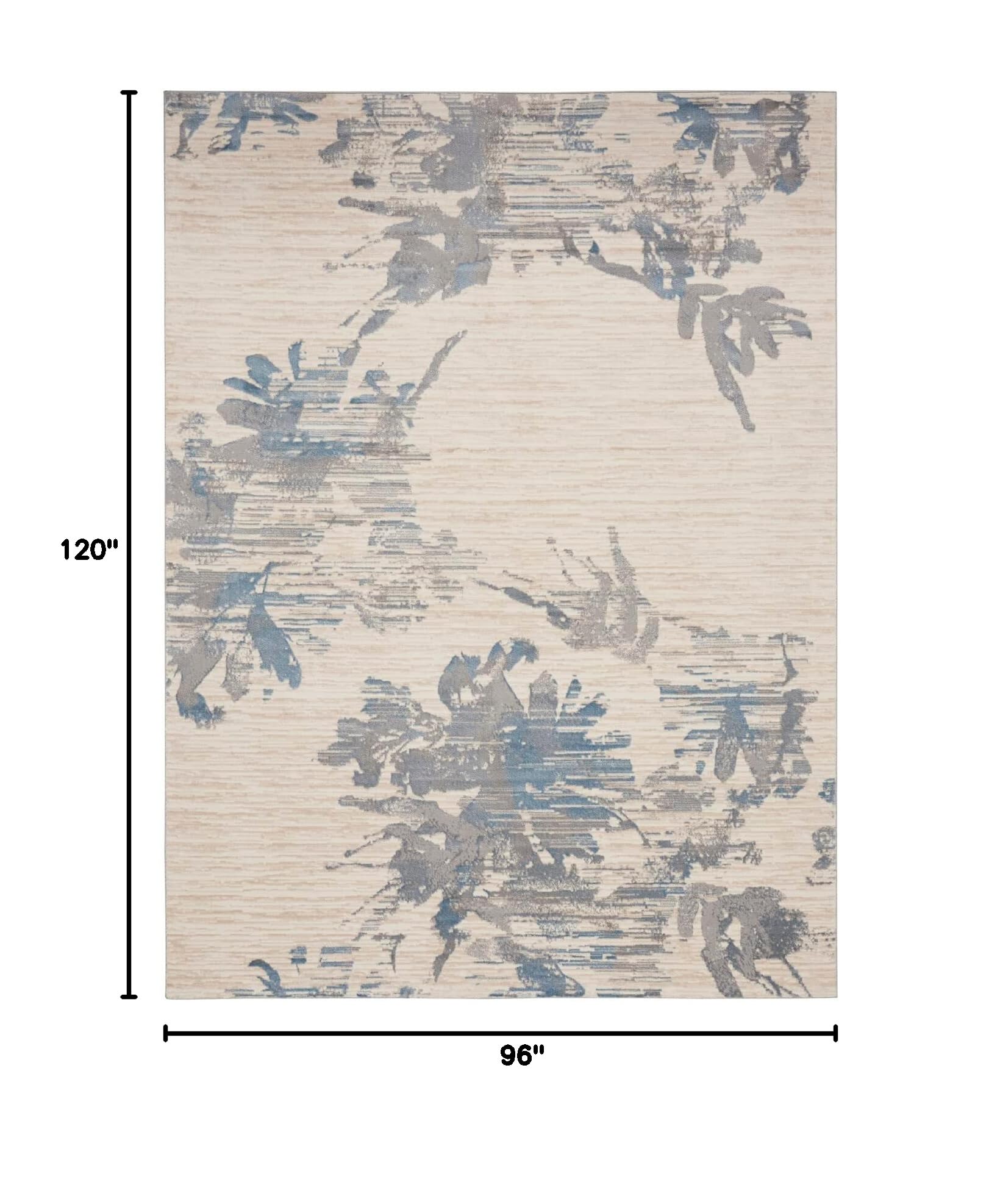 Calvin Klein Enchanting Ivory Grey Blue 8x10 Area Rug - Transitional Floral Design, Easy Clean Non-Shedding, Soft & Durable - Perfect for Bedroom, Living Room, Dining Room, Kitchen Decor