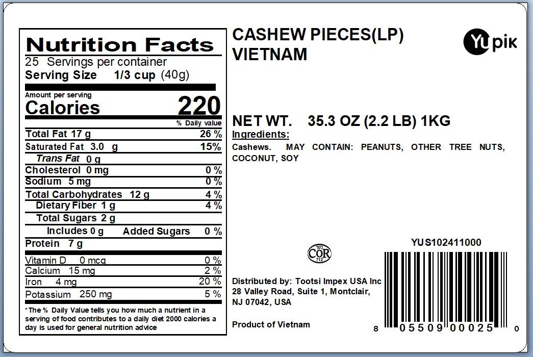 Yupik Raw Cashew Nuts Large Pieces 2.2 lb (35.2 oz) | Kosher Certified, All Natural, No Additives | High Protein & Iron, Low Sodium Snacks | Perfect for Baking, Cooking, Salad Toppings & Healthy Snacking