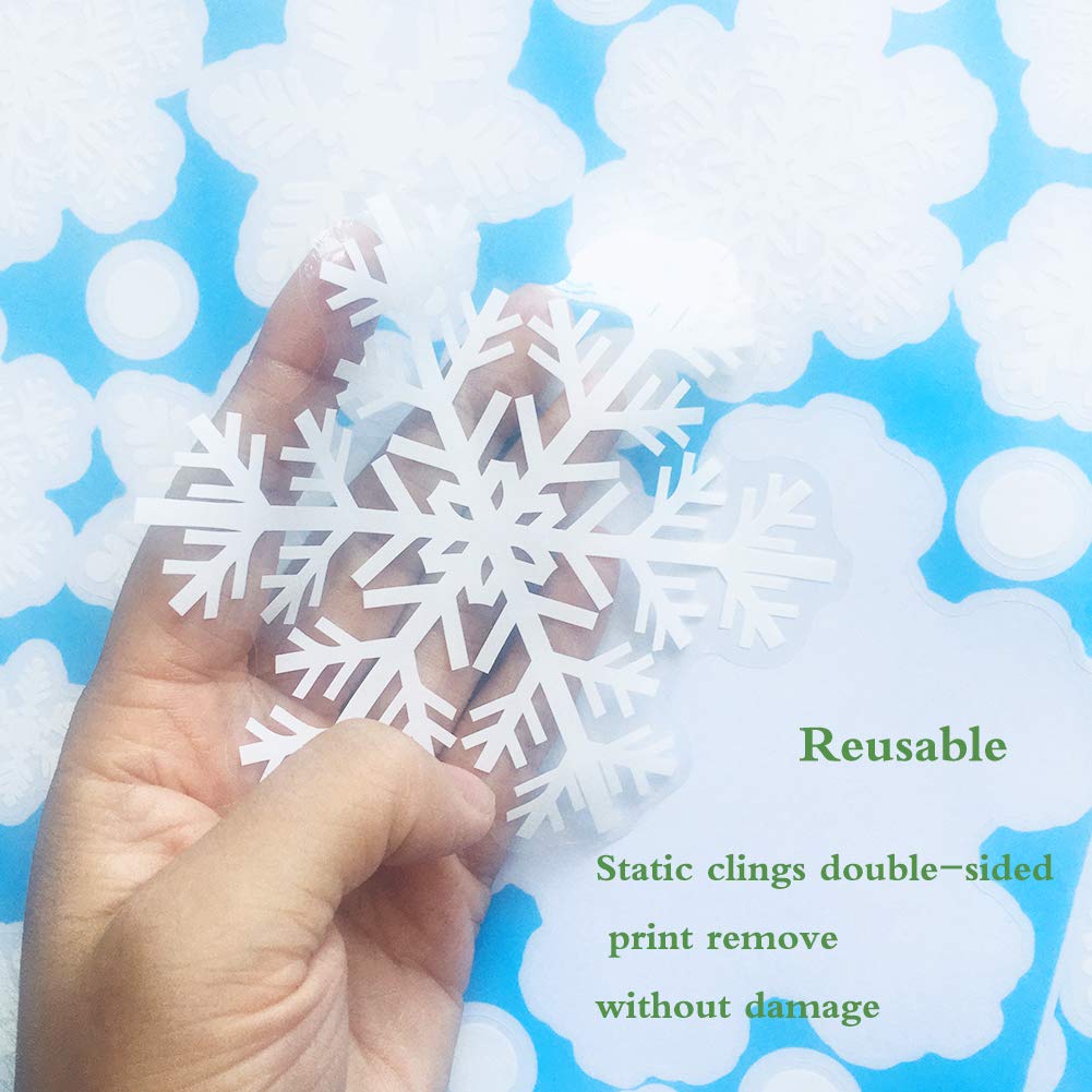 306Pcs White Snowflake Window Clings - Christmas Window Stickers Decor for Winter Wonderland Party, Home, Office & Classroom Holiday Decoration