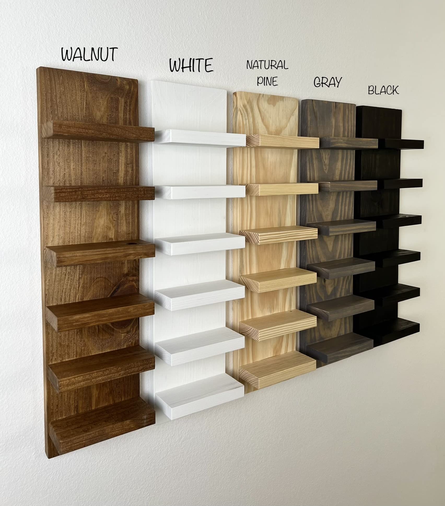 Wooden Sunglasses Shelf - Floating Wall Shelf for Entryway Organization | Eyeglass Rack & Storage Solution | Premium Wall Mounted Shelving (10-Shelf Set, Black) - Perfect for Bathroom, Bedroom, or Office Accessory Display