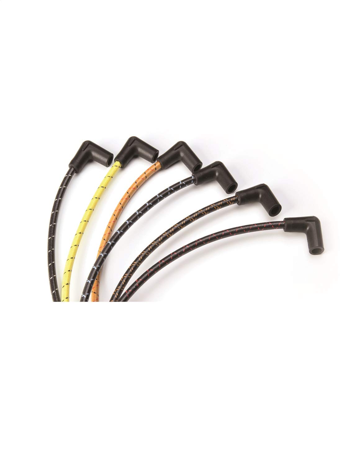 Lokar Performance PW-1002 Custom Cut Black Spark Plug Wire Kit with Orange Tracers - Compatible with HEI/Points Ignition Systems - Perfect for Classic Car Restoration & Hot Rod Engine Upgrades