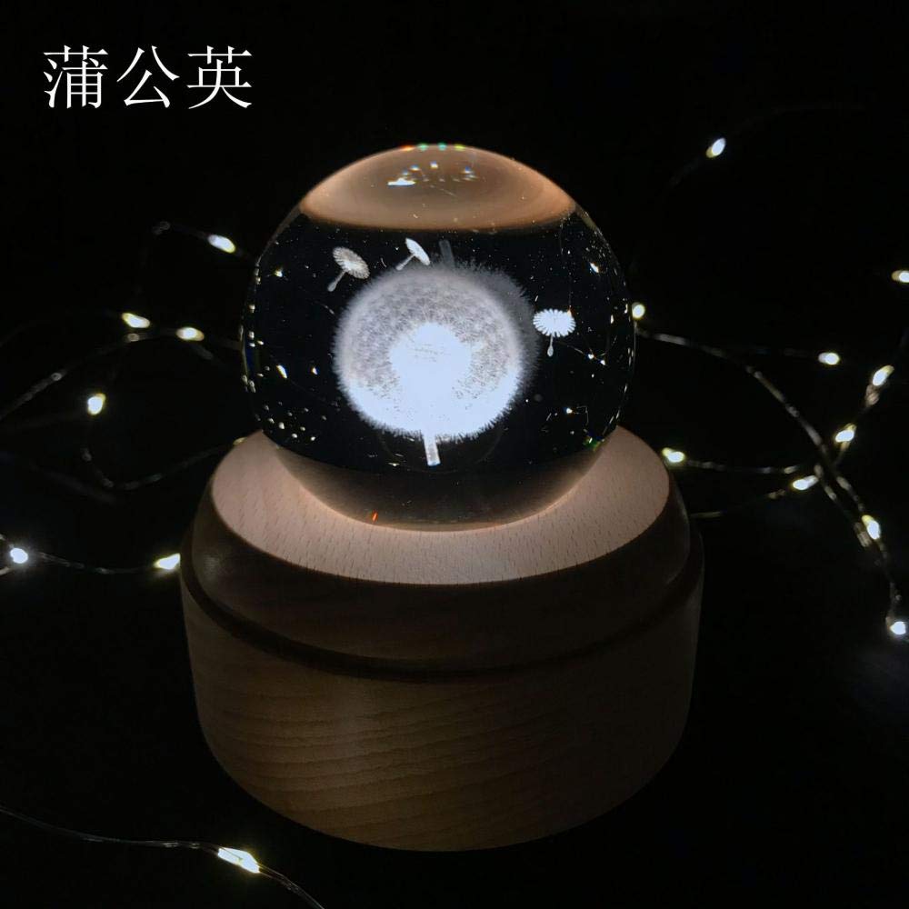 Thanksgiving Gift - Wooden Music Box with Transparent Crystal Ball | Dandelion Song | Perfect for Holiday Gifts, Home Decor & Special Occasions