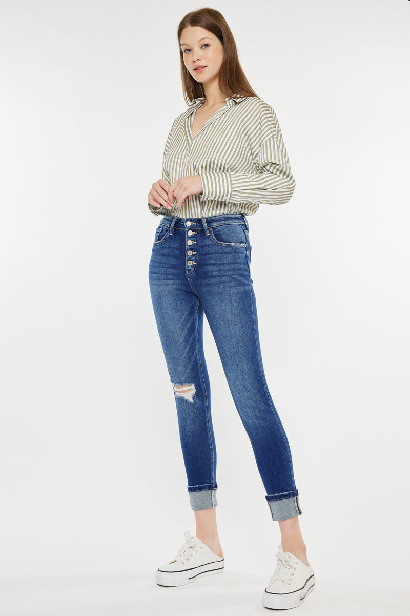 Sparrow High Rise Cigarette Leg Jeans for Women - Slim Fit Stretch Denim Pants - Perfect for Work, Casual Outfits & Night Out