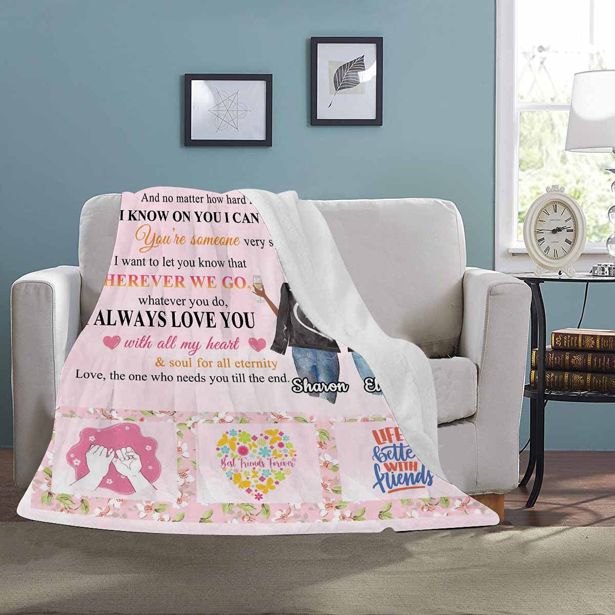 Personalized Sister Blanket - Best Friend Gift for Bed & Sofa
