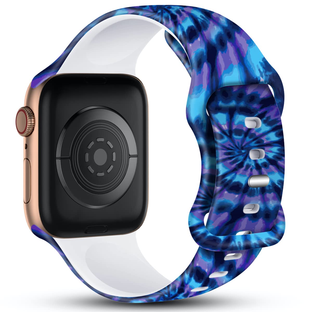 Floral Print Silicone Sport Band for Apple Watch Series 9/8/7/6/5/4/3/2/1/SE - Compatible with 49mm 45mm 44mm 42mm 41mm 40mm 38mm - Stylish & Durable Women's Fitness Strap for Gym, Running & Everyday Wear