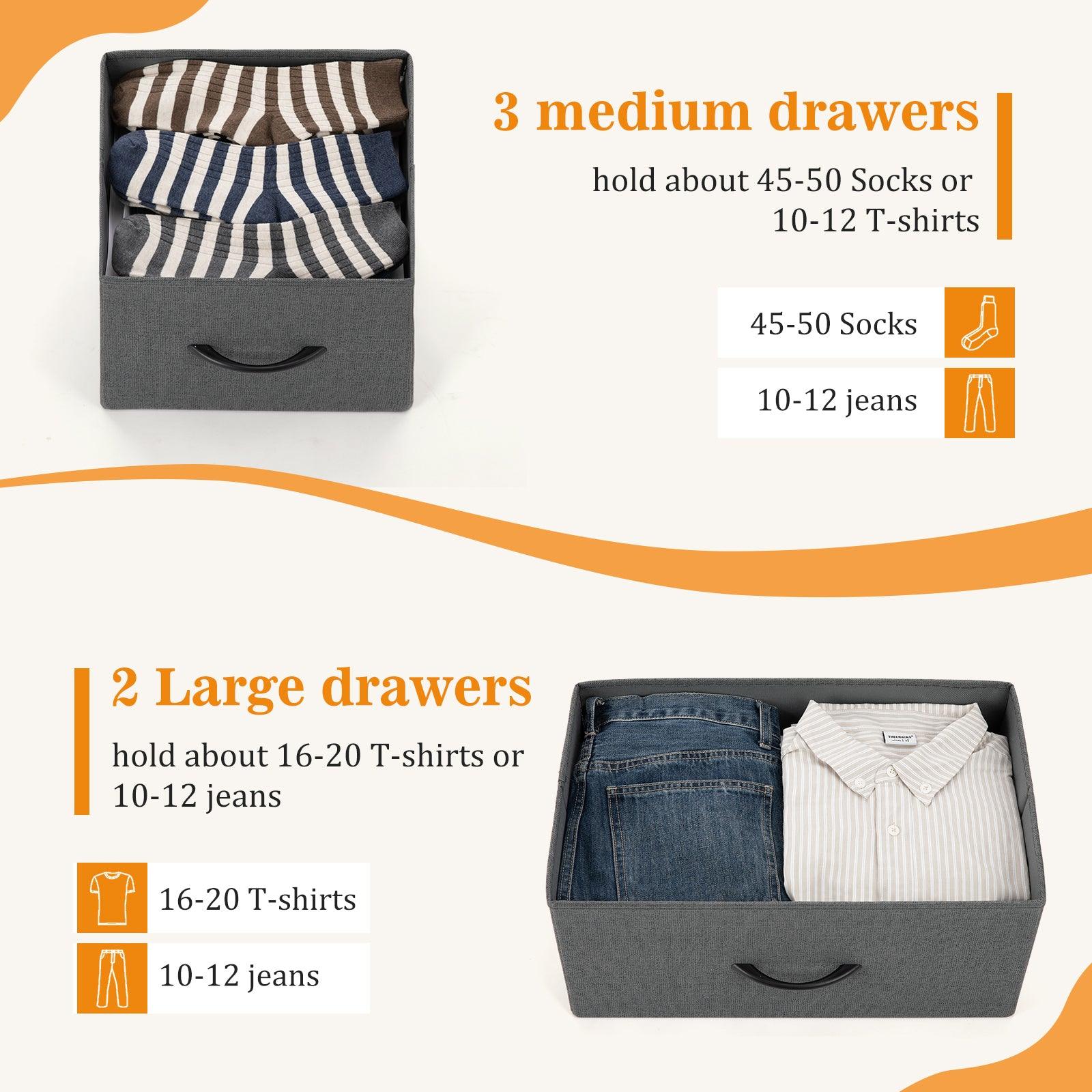 5-Drawer Fabric Storage Tower Dresser for Bedroom - Foldable Closet Organizer with Removable Bins | Perfect for Small Spaces, Nursery Organization & Clothes Storage