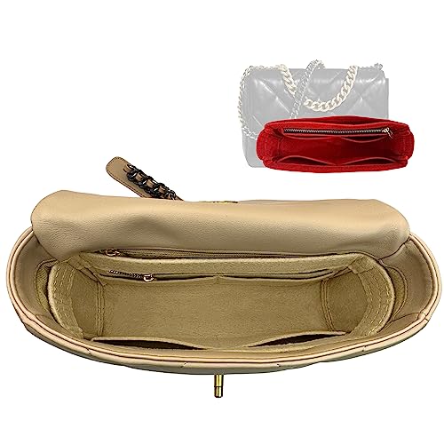 Premium Felt Handmade Purse Organizer Insert for Chanel 19 Bag - Customizable 2mm Thick (Medium/Large 19 Flap, Beige) | Perfect for Travel, Work & Daily Use to Keep Your Luxury Bag Neat & Protected