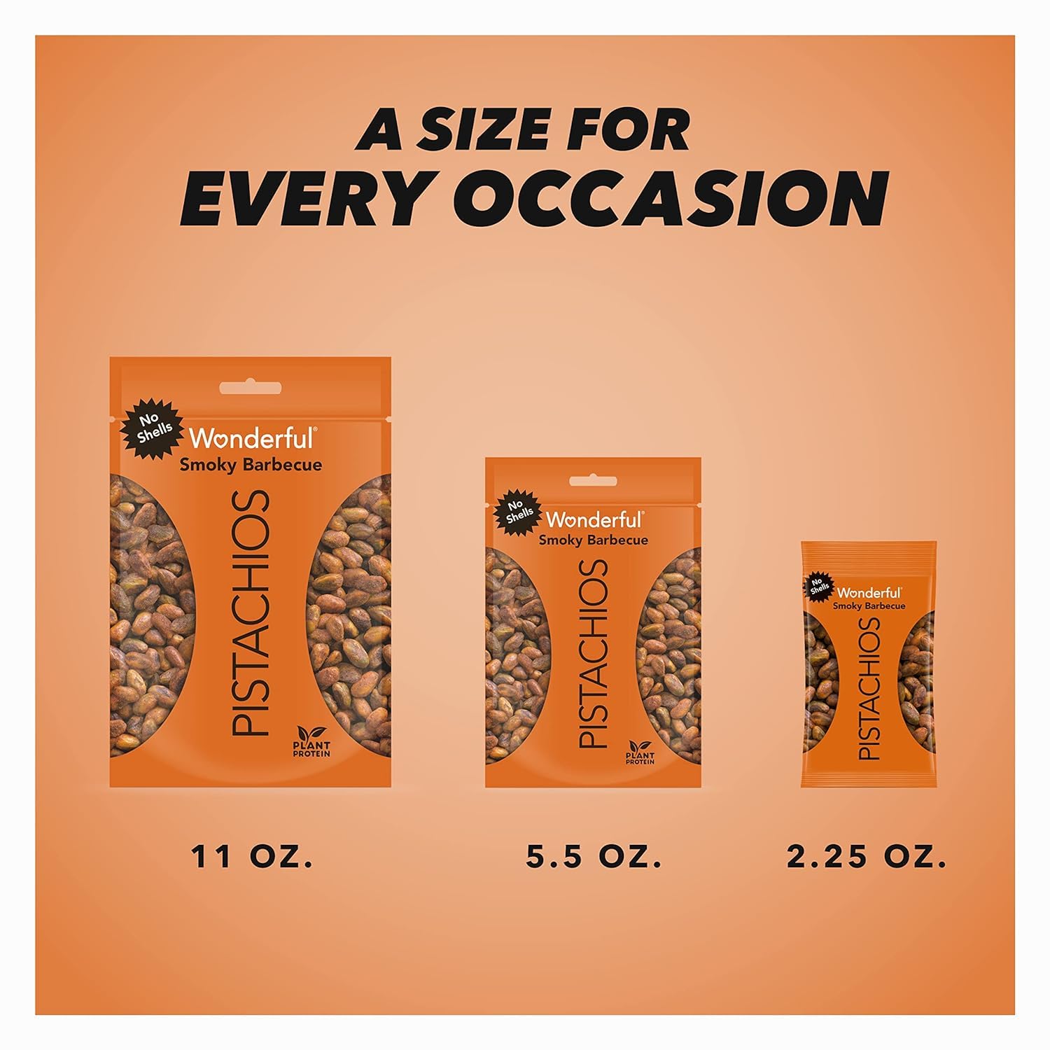 Wonderful Pistachios No Shells, Smoky Barbecue Flavored Nuts - 5.5oz Resealable Bag | High Protein Snack, Gluten Free, Healthy Snacks for Work, Travel & Outdoor Activities