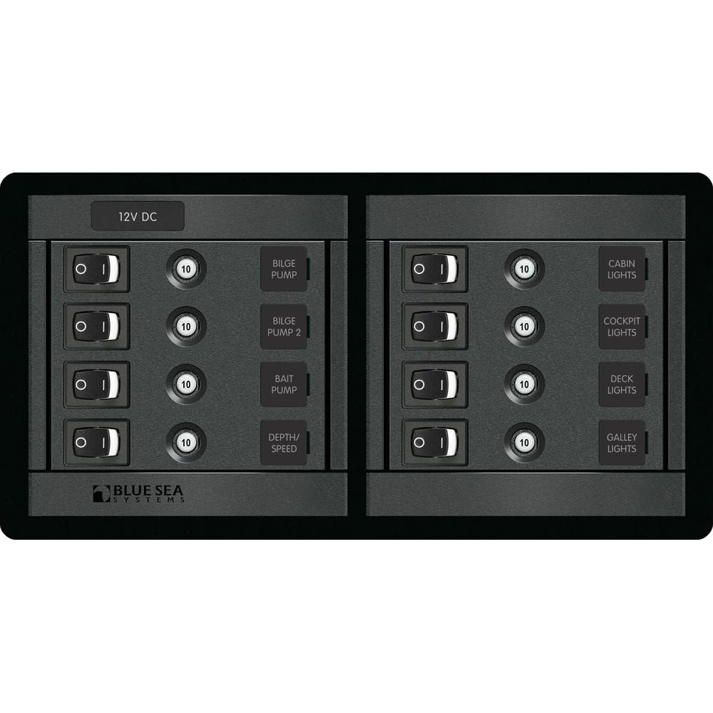 Blue Sea 8 Position Horizontal Switch Panel - Marine Grade Electrical Control for Boats, RVs & Off-Grid Power Systems | Perfect for Dashboards & Control Panels